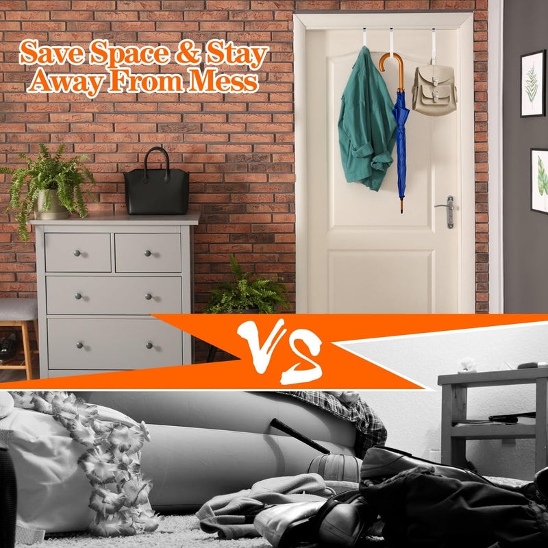 DkOvn 10 Pack Over The Door Hook, Door Hooks, White Rubber Surface Prevent Scratch Door Hanger Hooks for Bathroom, Living Room, Kitchen, Hanging Clothes, Towels, Bags - Image 5